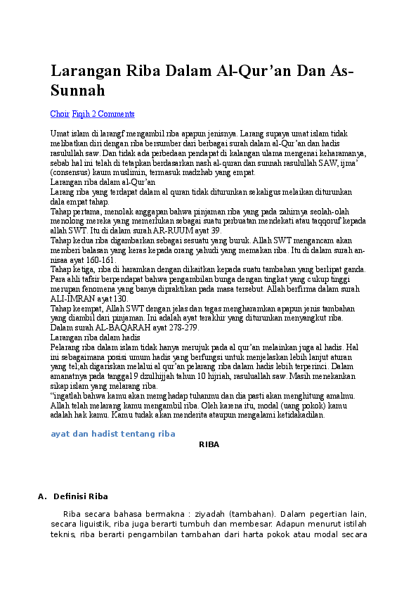 (DOC) Larangan Riba