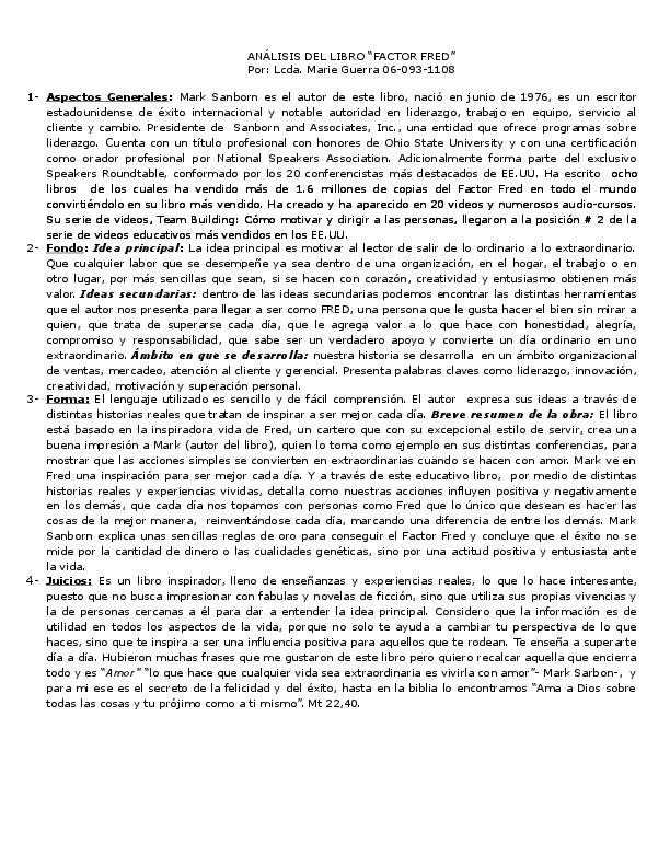 Fred factor essay image