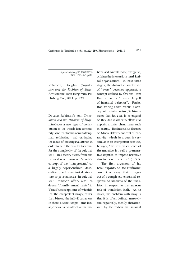 (PDF) Translation and the Problem of Sway Cadernos de