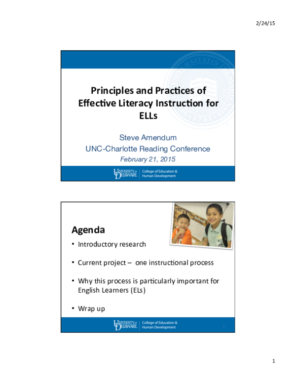 Principles and practices of effective literacy instruction for English ...