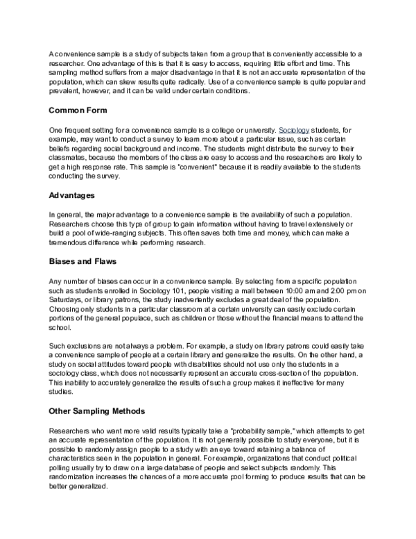 (DOC) Convenience sampling