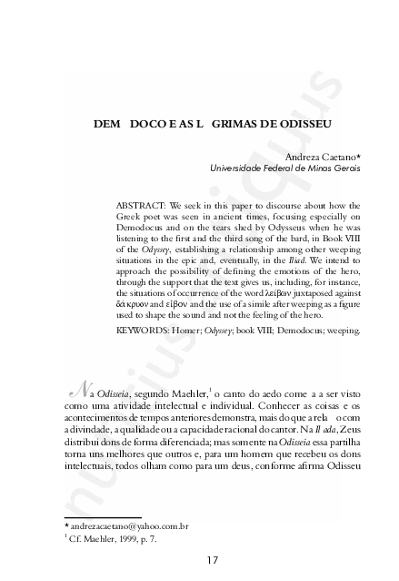 (PDF) Demódoco e as lágrimas de Odisseu
