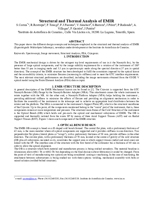 (PDF) Structural and thermal analysis of EMIR