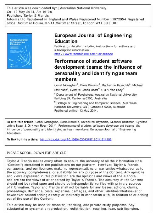 (PDF) Performance of student software engineering teams