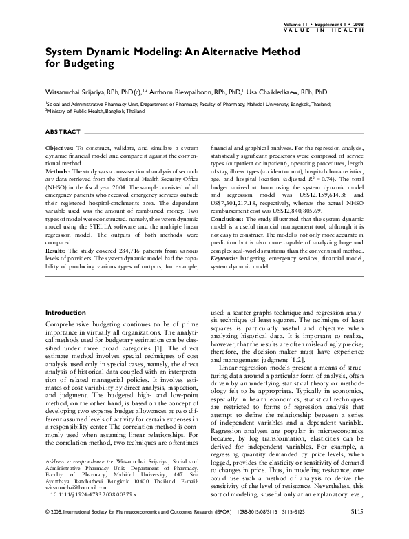 (PDF) System Dynamic Modeling: An Alternative Method for Budgeting