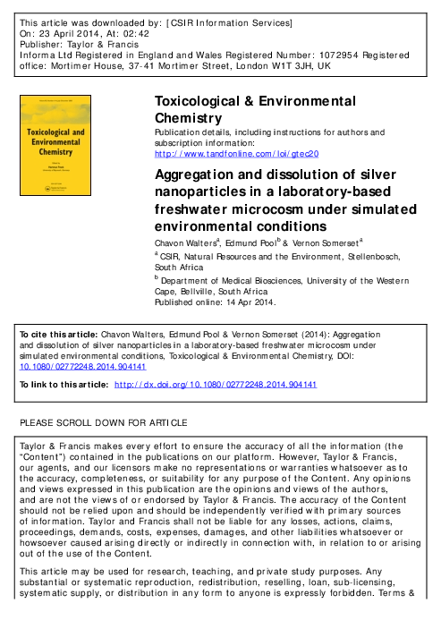 (PDF) Aggregation and dissolution of silver nanoparticles in a ...