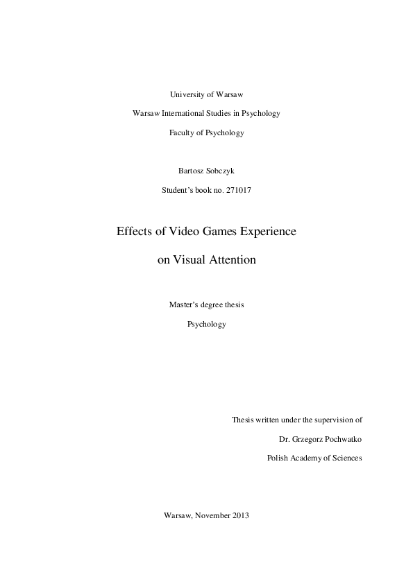 (PDF) Effects of Video Games Experience on Visual Attention