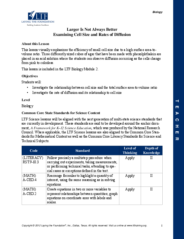 (PDF) Larger Is Not Always Better Examining Cell Size and Rates of ...