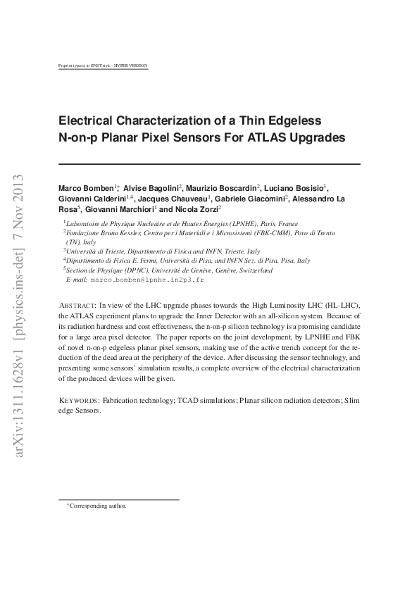 (PDF) Electrical characterization of thin edgeless N-on-p planar pixel ...