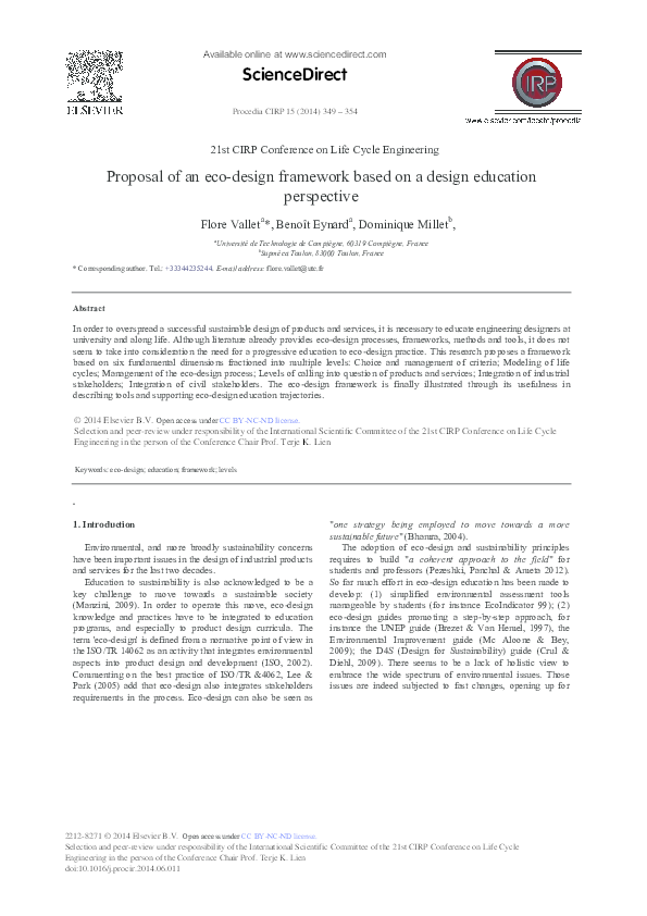 (PDF) Proposal of an eco-design framework based on a design education ...