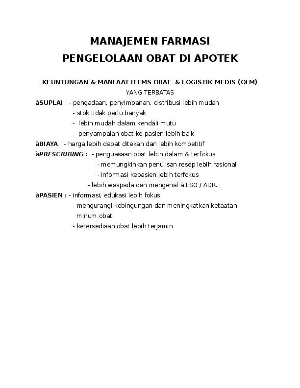Manajemen Farmasi di Apotek