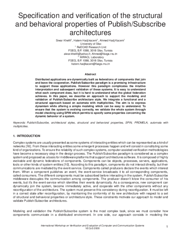 (PDF) Specification and verification of the structural