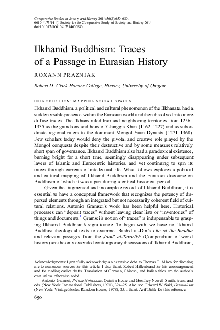Ilkhanid Buddhism: Traces of a Passage in Eurasian History