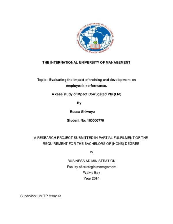 (PDF) Evaluating the impact of training and development on employees ...