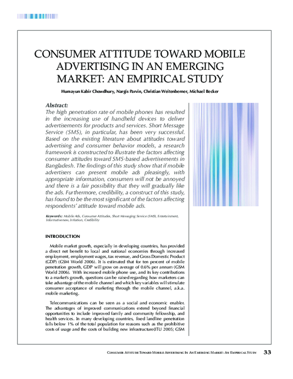 (PDF) CONSUMER ATTITUDE TOWARD MOBILE ADVERTISING IN AN EMERGING MARKET ...