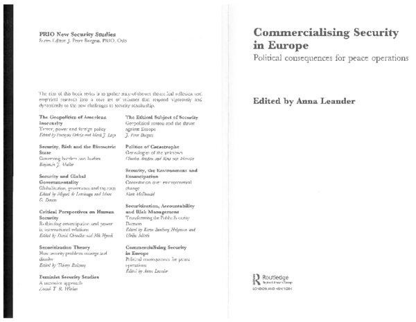 (PDF) Commercialising Security in Europe: Introduction