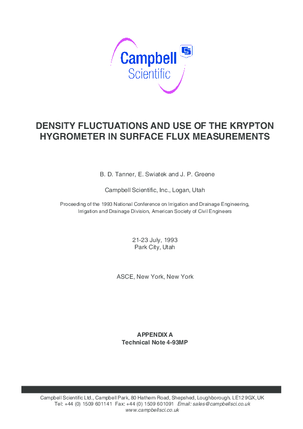 (PDF) DENSITY FLUCTUATIONS AND USE OF THE KRYPTON HYGROMETER IN SURFACE