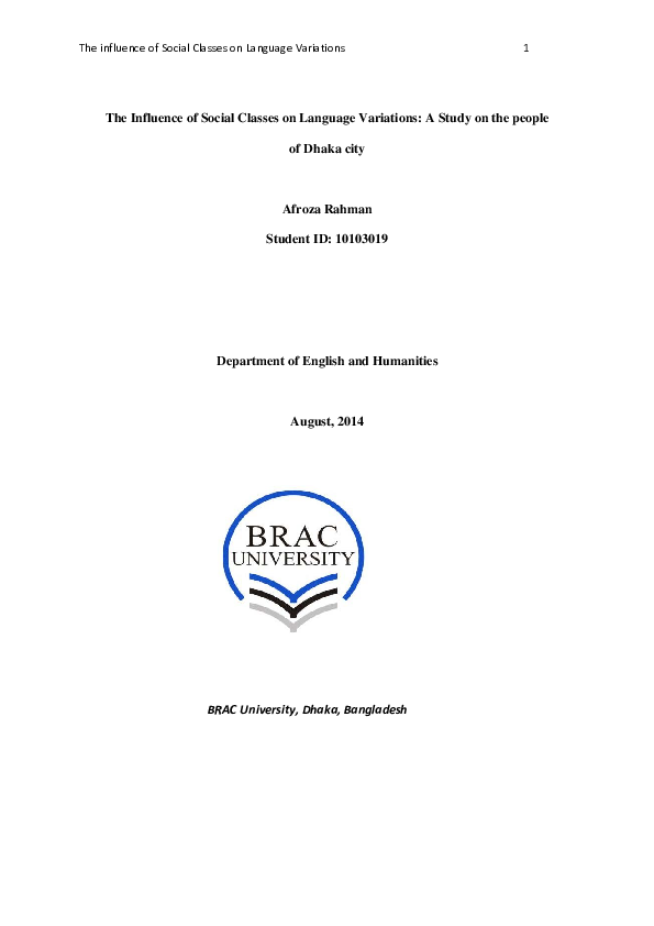 (PDF) The influence of Social Classes on Language Variations The ...