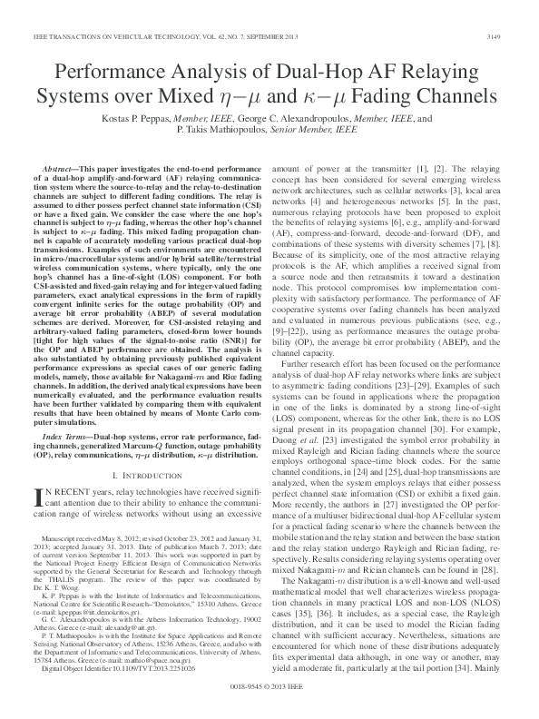 Performance Analysis of Dual-Hop AF Relaying Systems over Mixed η−μ and ...