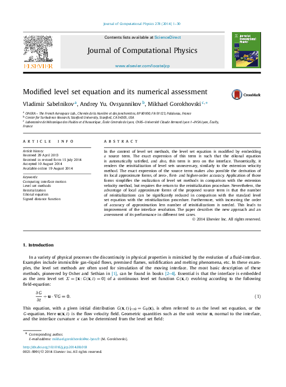 (PDF) Modified level set equation and its numerical assessment Andrey