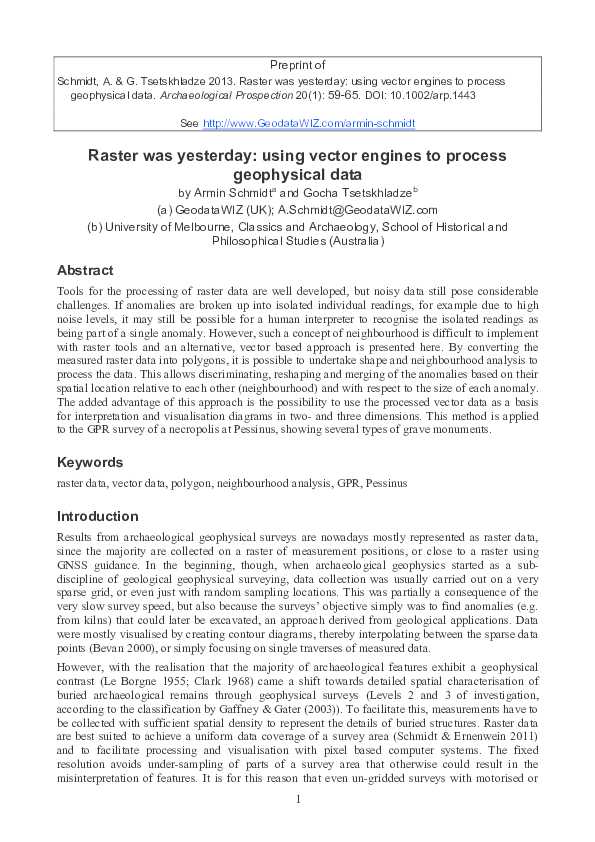 (PDF) Raster was Yesterday: Using Vector Engines to Process Geophysical ...