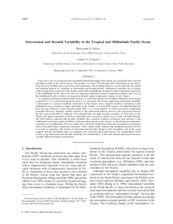 (PDF) Interannual and Decadal Variability in the Tropical and ...
