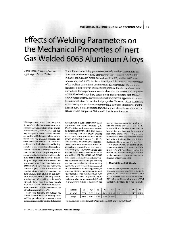 (PDF) Effects of Welding Parameters on the Mechanical Properties of ...