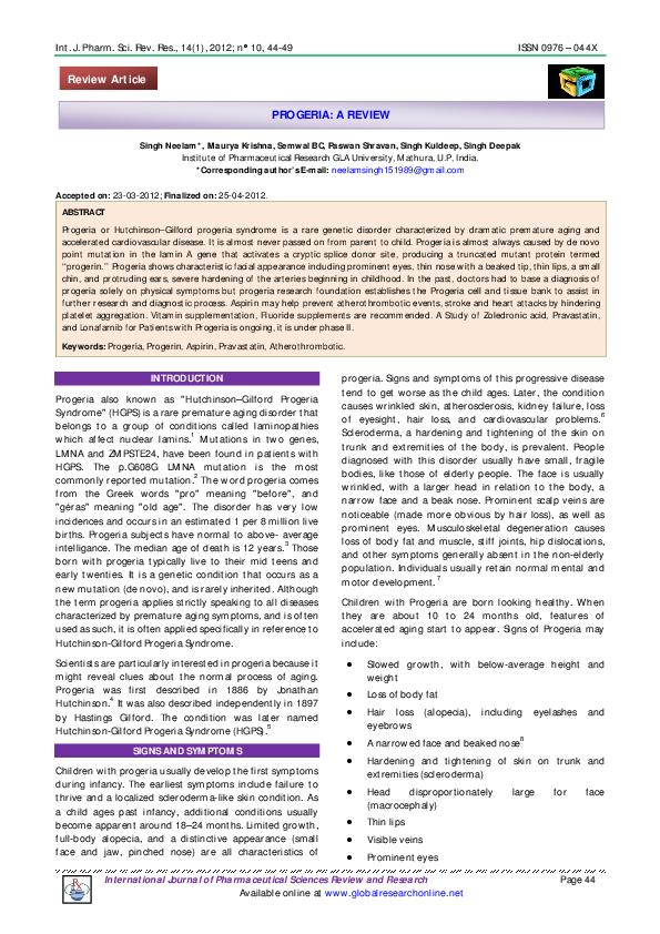 How is progeria inherited image