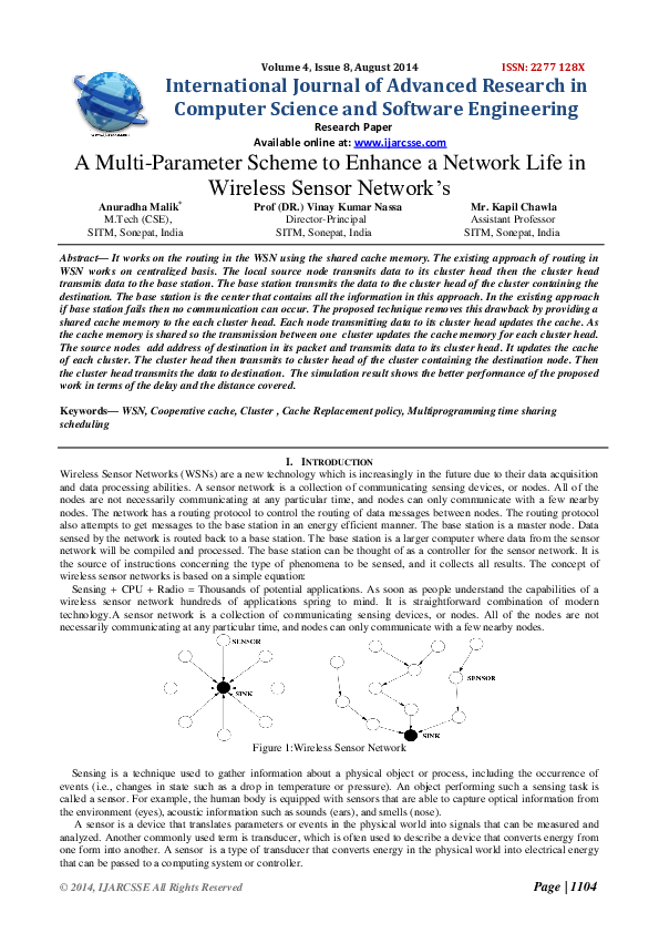 (PDF) A MultiParameter Scheme to Enhance a Network Life in Wireless