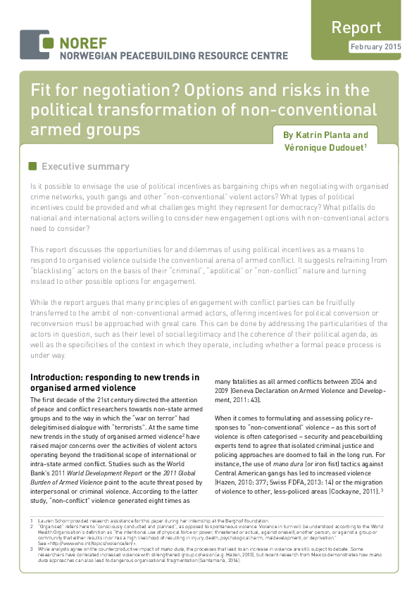 (PDF) Fit for negotiation? Options and risks in the political ...