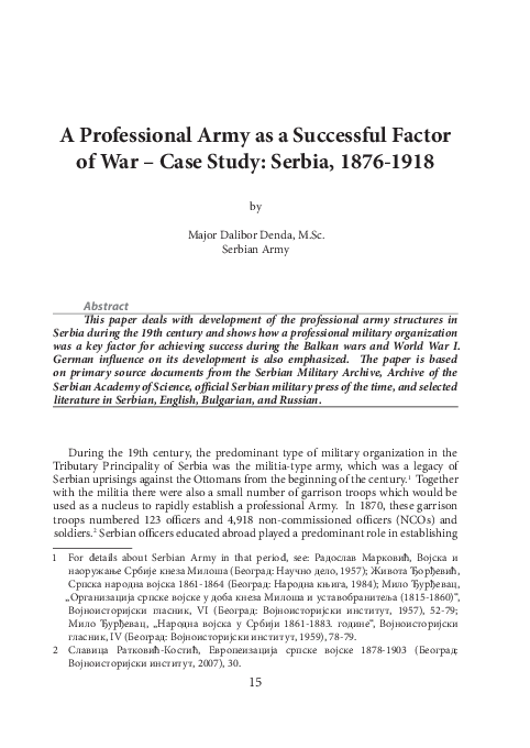 (PDF) A Professional Army as a Successful Factor of War – Case Study ...