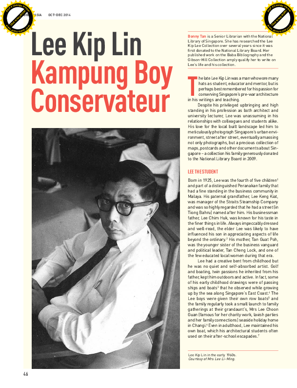(PDF) Lee Kip Lin Kampung boy conservateur Bonny Tan Academia.edu