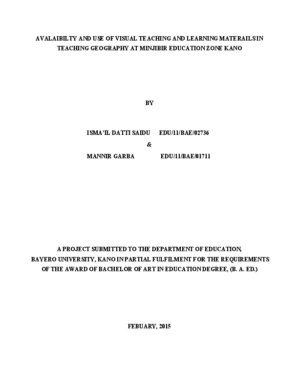 (PDF) Availability and use of visual materials in teaching geography ismail datti said