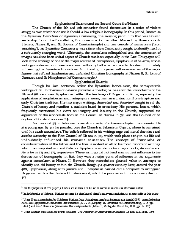  pdf epiphanius of salamis and the second council of nicaea