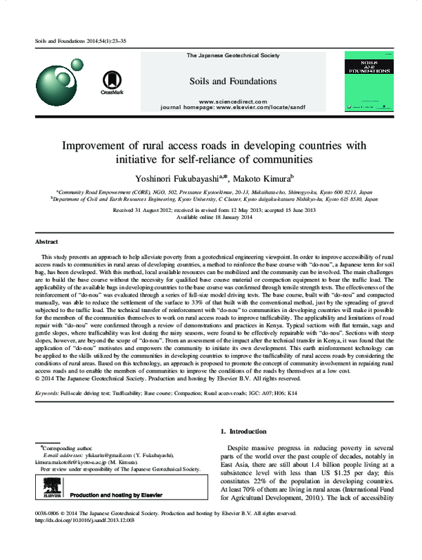 (PDF) Improvement of rural access roads in developing countries with ...