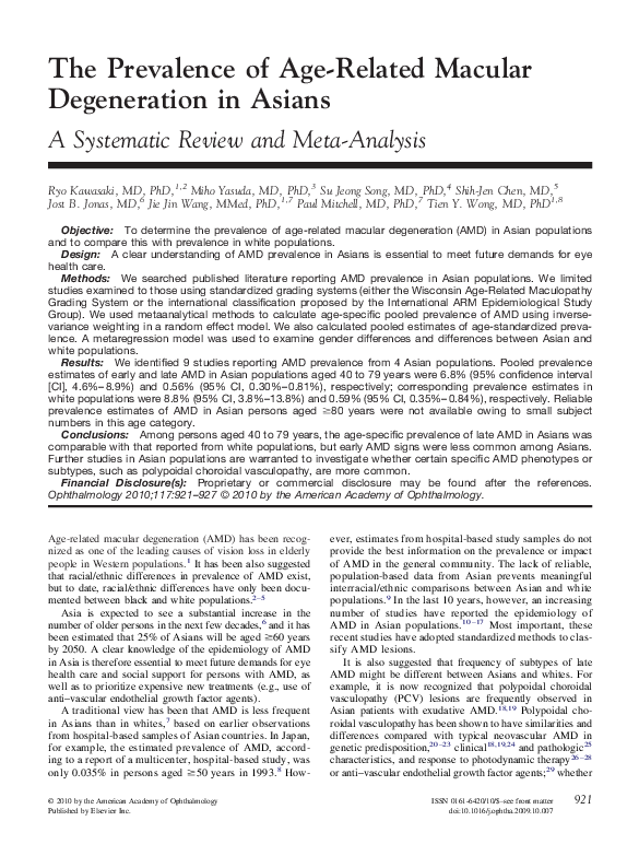 (PDF) The Prevalence of Age-Related Macular Degeneration in Asians A ...