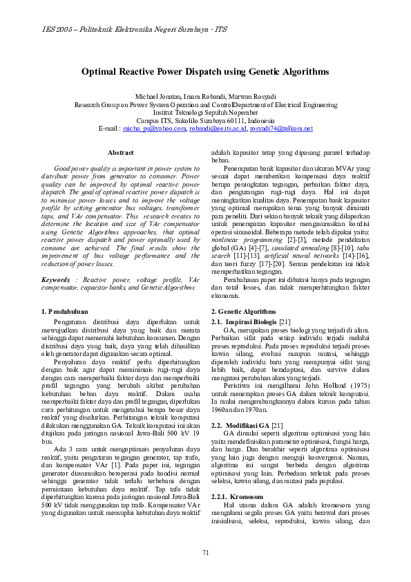 (PDF) [C08] Michael Jonathan - Optimal Reactive Power Dispatch using ...