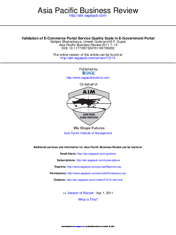 (PDF) Validation of E-Commerce Portal Service Quality Scale in E ...
