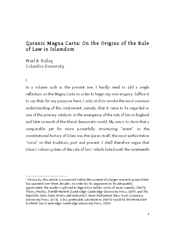 (PDF) The Quran and the Rule of Law in Islam Wael Hallaq Academia.edu