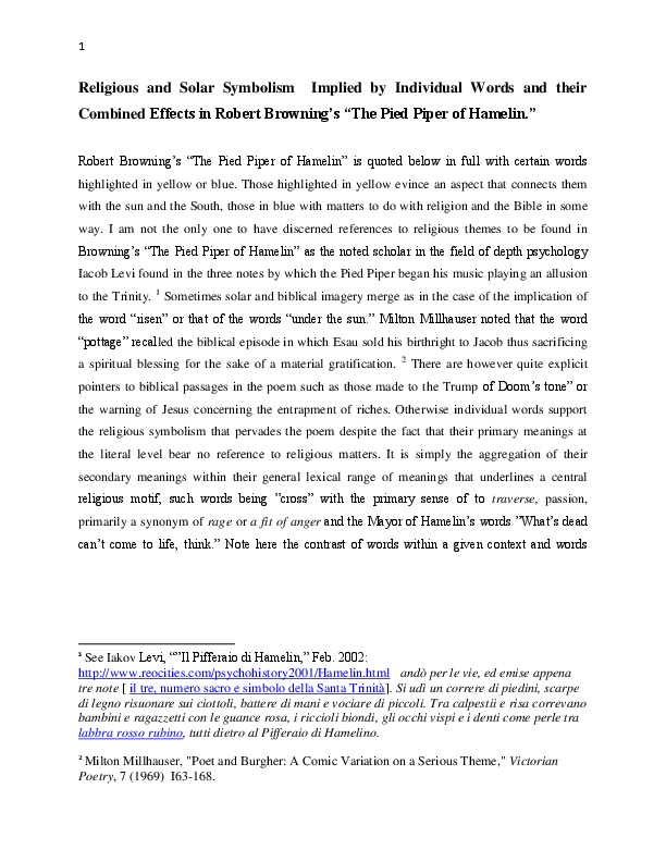 Pdf Solar And Religious Symbolism Embedded In The Words Of Robert Browning S The Pied Piper Of Hamelin Julian Scutts Academia Edu