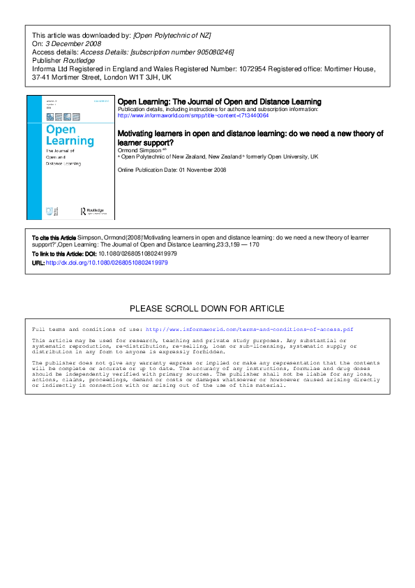 (PDF) Motivating learners in open and distance learning: do we need a ...