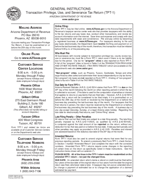 (PDF) L11 Arizona Form TPT1 Instructions Savannahh Wagoner