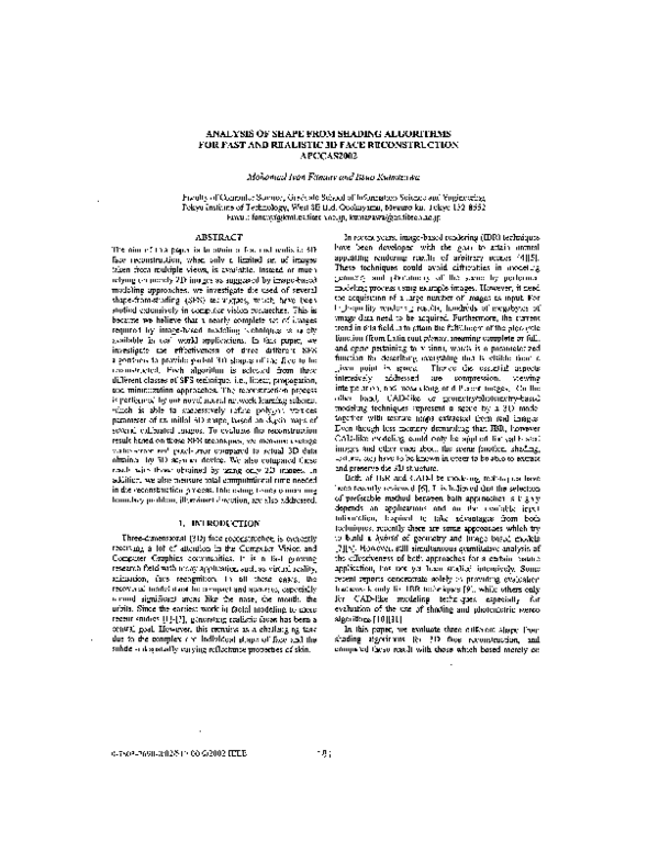 (PDF) Analysis of shape from shading algorithms for fast and realistic ...