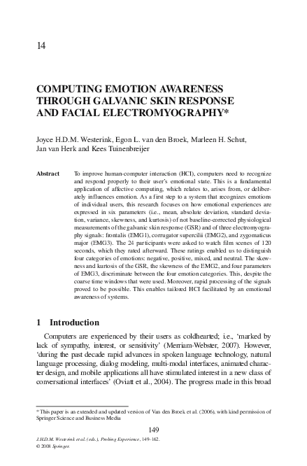 Computing Emotion Awareness Through Galvanic Skin Response and Facial ...