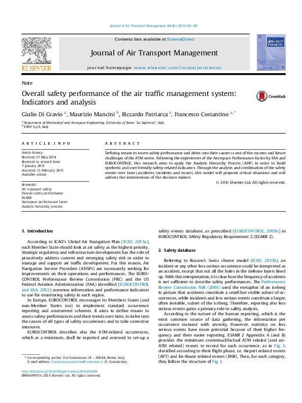 (PDF) Overall safety performance of the air traffic management system ...