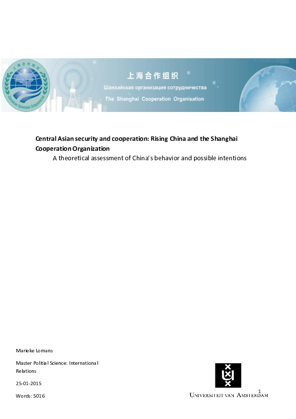 (PDF) Central Asian security and cooperation: Rising China and the ...