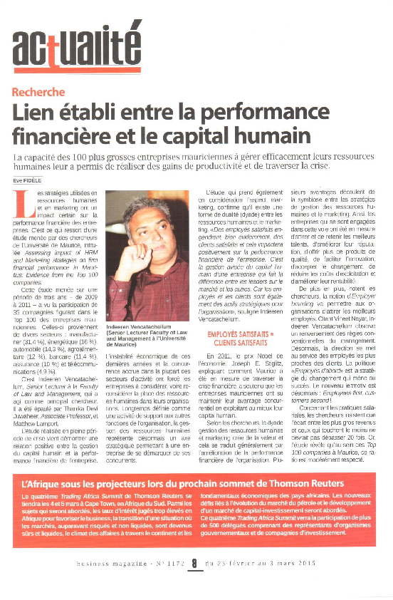 (PDF) Business magazine interview - HR, Marketing and financial performance