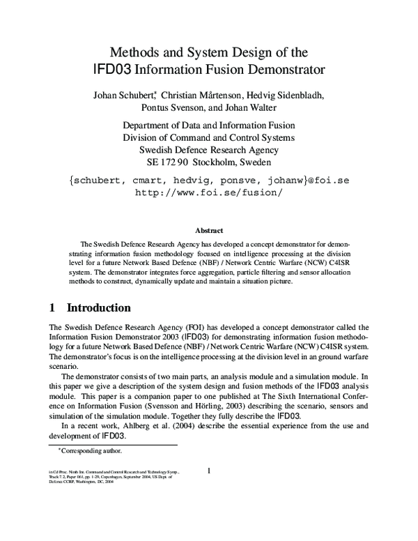 (PDF) Methods and system design of the IFD03 information fusion ...