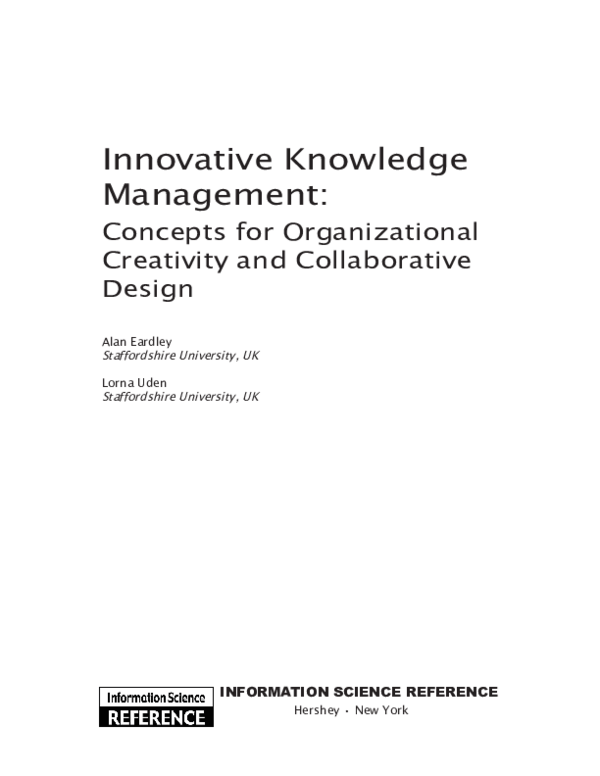 Pdf Innovation In New Technology And Knowledge Management Innovative