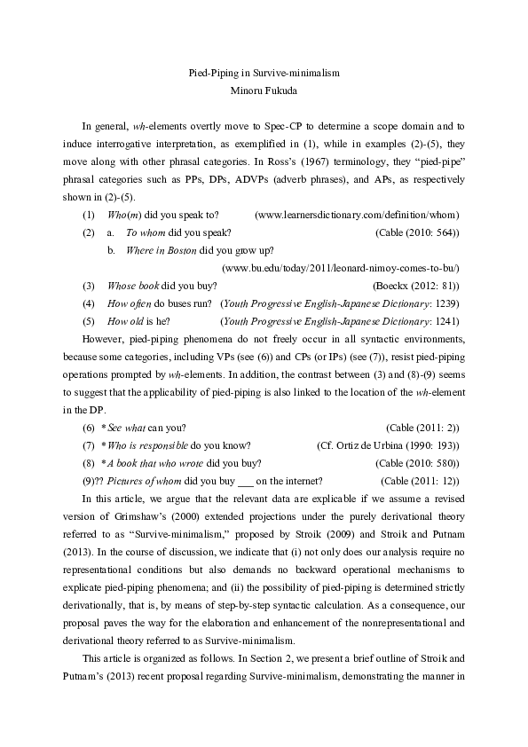 (PDF) Pied-Piping in Survive-minimalism | Minoru Fukuda - Academia.edu